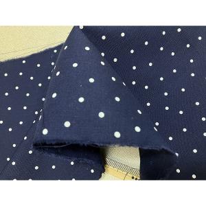 リネン48% コットン52% 紺x白ドット ワ...の詳細画像1