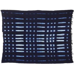 アフリカ マリ ドゴン族 刺繍入り 藍染布 No.4 マルチクロス 刺繍