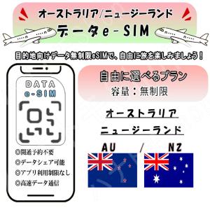 オーストラリア/ニュージーランド esim 無制限 simカード 4G LTE 5G データ通信 テザリング可能 海外旅行 短期渡航 旅行 短期 出張