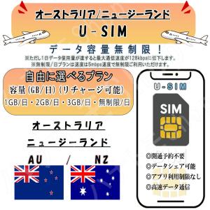 ニュージーランド オーストラリア SIM 1GB 2GB 3GB 無制限/日 4G LTE 高速通信 データ専用 旅行 出張向け 事前設定不要 簡単接続 テザリング可 リチャージ可能