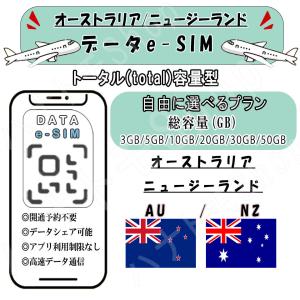 オーストラリア/ニュージーランド esim プリペイドsim simカード 3GB/5GB/10GB/20GB/30GB/50GB 4G LTE 5G データ通信 テザリング可能