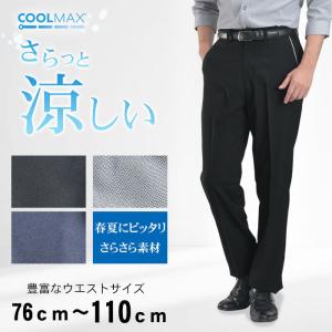 2日間限定 SALE スラックス ノータック メンズ 千鳥柄 春夏 COOLMAX クールマックス ワンポイント ビジネス 股上深め ストレッチ 洗える 【メール便送料無料】｜azdeux