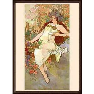 ポスター アート 四季「秋」（アルフォンス ミュシャ） 額装品 ウッドハイグレードフレーム