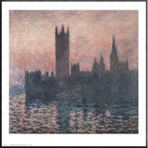 ポスター アート ロンドンの国会議事堂、日没 1903（クロード モネ） 額装品 アルミ製ハイグレー...