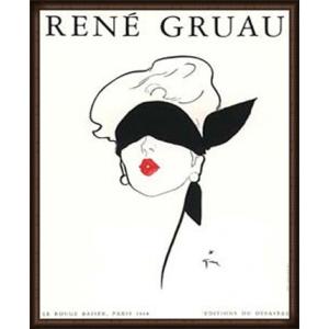 ポスター アート Le Rouge Baiser、Paris 1948（ルネ グリュオ） 額装品 ウッドハイグレードフレーム｜aziz