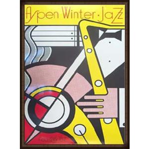 ポスター アート Aspen Jazz　限定2000枚　（ロイ リキテンスタイン） 額装品 ウッドハイグレードフレーム｜aziz