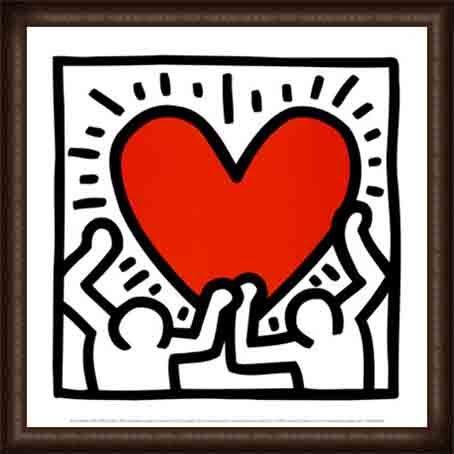 Untitled、 1988 (Figures with Heart)（キース ヘリング） 額装品 ...