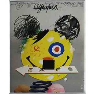 ポスター アート 山高帽の男（ルネ マグリット） 額装品 アルミ製ハイ