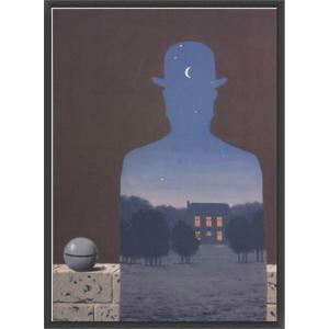 ポスター アート 山高帽の男（ルネ マグリット） 額装品 アルミ製ハイ