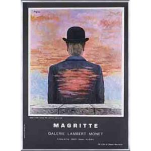 ポスター アート 山高帽の男（ルネ マグリット） 額装品 アルミ製ハイ