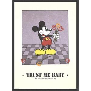 ポスター アート Trust Me Baby（ワーナー グレゴリー） 額装品 ウッドベーシックフレー...