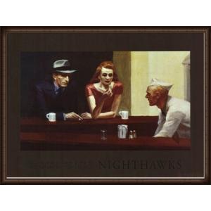 ナイトホークス 【Nighthawks 1942】（エドワード ホッパー） 額装品 ウッドハイグレードフレーム｜aziz