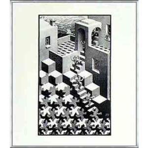 出荷区分B】M.C.エッシャー 相対性 額付ポスター Maurits Cornelis