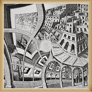 アートポスター- エッシャー 昼と夜(550x860mm) -おしゃれ