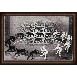 爬虫類（MC エッシャー） 額装品 ウッドハイグレードフレーム : az