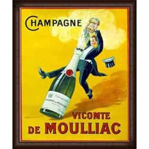 Vicomte de Moulliac Champagne（アーティスト不明） 額装品 ウッドハイグレードフレーム｜aziz