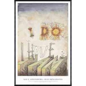 ポスター アート I DO、 I HAVE、 I AM（ソール スタインバーグ） 額装品 アルミ製ハ...