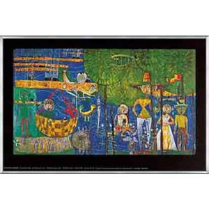 ポスター アート 山高帽の男（ルネ マグリット） 額装品 アルミ製ハイ