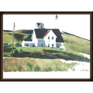 ポスター アート Hill and Houses Cape Elizabeth Maine 1927（エドワード ホッパー） 額装品 ウッドハイグレードフレーム｜aziz