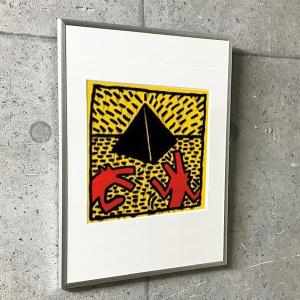 特別額装マット作品/アートポスター/Untitled  1982 (red dogs with pyramid)（キース ヘリング）｜aziz