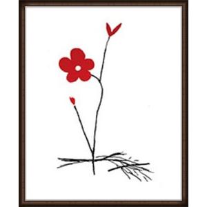 ポスター アート レッド フラワー I（黒田 アキ） 額装品 ウッドハイグレードフレーム