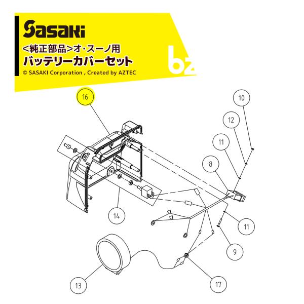 ササキ <電動ラッセル除雪機 部品>オ・スーノ用純正部品 バッテリーカバーセット U61615400...