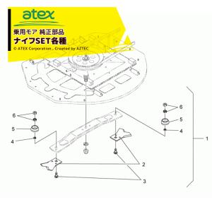 乗用モア用 交換ブレード 8枚セット アテックス <オプション部品>乗用モア ナイフ (114A) SET R-980・R