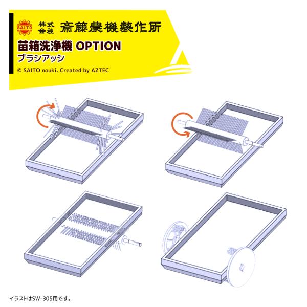 齋藤農機製作所 サイトー <純正部品>苗箱洗浄機 SW-400/SW-500用 ブラシアッシ (L)...