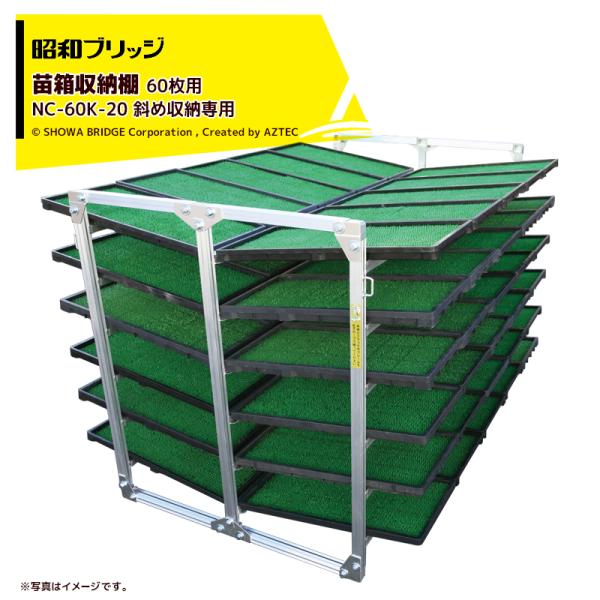 昭和ブリッジ 苗箱収納棚 アルラック 苗コン NC-60K-20 斜め収納タイプ 野菜など長さのある...