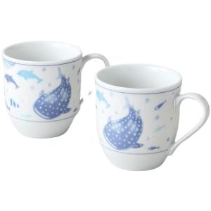 エールネット(Ale-net) マグカップ mug 2個セット ペア 径8.3×高8.7cm 300ml 波間の甚兵衛 ペアマグ 磁器 美濃｜あずきぱれっと