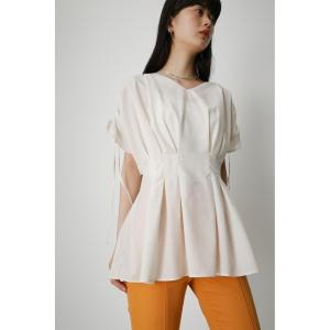 WAIST TUCK V/N DESIGN BLOUSE/ウエストタックVネックデザインブラウス/レディース【SALE】