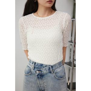 カットレース半袖トップス/レディース/トップス カットソー  半袖｜azulbymoussy