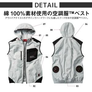 空調服 2022 ベスト 綿100% フード付...の詳細画像1