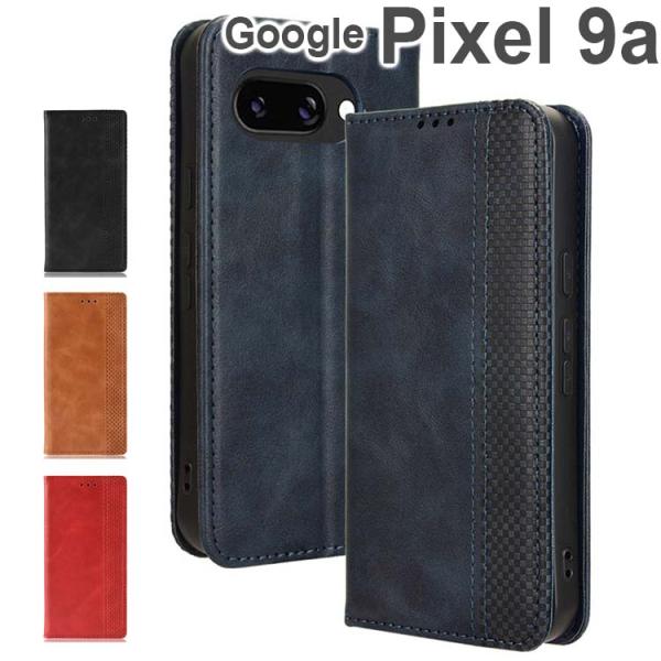 Google Pixel 9a ケース 手帳 チェック柄 合革 レトロ 手帳 ケース ピクセル9a ...