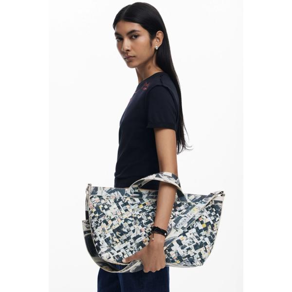 Desigual デシグァル トートバッグ メッシュ グラフィックプリント 25WAXP65