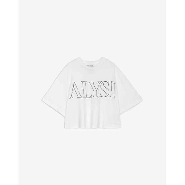 ALYSI アリジ Tシャツ 刺繍ロゴ タグ 新作33101-01S白&amp;黒