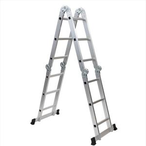 (セール) 多機能性 脚立 はしご 足場 作業台 プレート付 アルミ 12段 最長 3.6m 折り畳み式