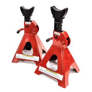 (AZ) ジャッキスタンド ジャッキアップサポート リジットラック ウマ うま 耐荷重3トン 10段階ラチェット式 2基1セット レッド/赤 アズーリ