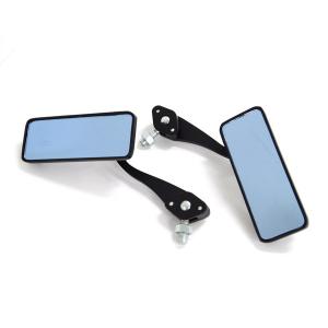 バイク スクエアミラー ブルーレンズ 10mm 正ネジ(8mm正ネジ)