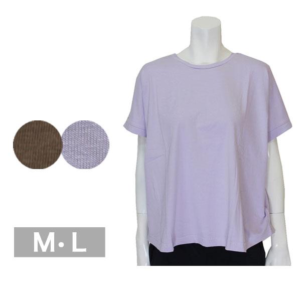 tシャツ レディース 春夏用 半袖 無地 紫色/茶色 M/L