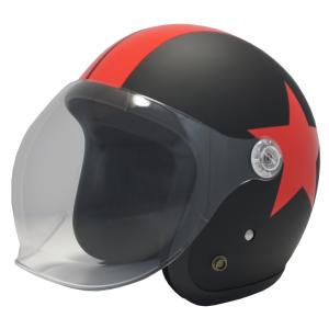 B&B シールド付ジェットヘルメット マットブラック / シルバーライン