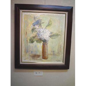 油絵 絵画 【白いポインセチア】 絵画 原画 油絵 吉田利子 〈ポインセチア〉 静物画 ∵ サイズ10F