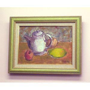 油絵 絵画 原画 吉田利子 〈柿〉 静物画 ∵ サイズ12F 送料無料！ : B