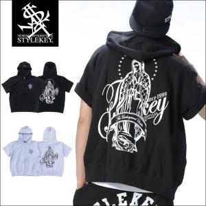 STYLEKEY スタイルキー 半袖ジップスウェットパーカー SALVATION S/S ZIP HOOD SWEAT(SK18SP-SWJK02) ストリート系 B系 大きいサイズ