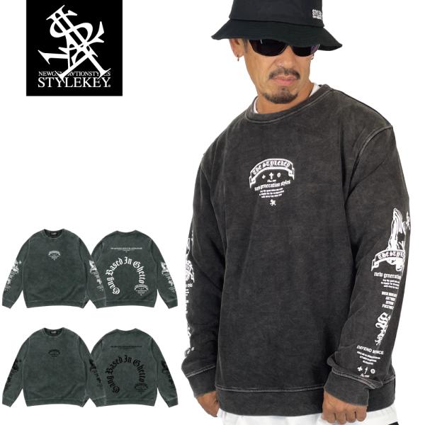 STYLEKEY(スタイルキー) ウオッシュド加工トレーナー ANTISOCIAL AREA BLA...