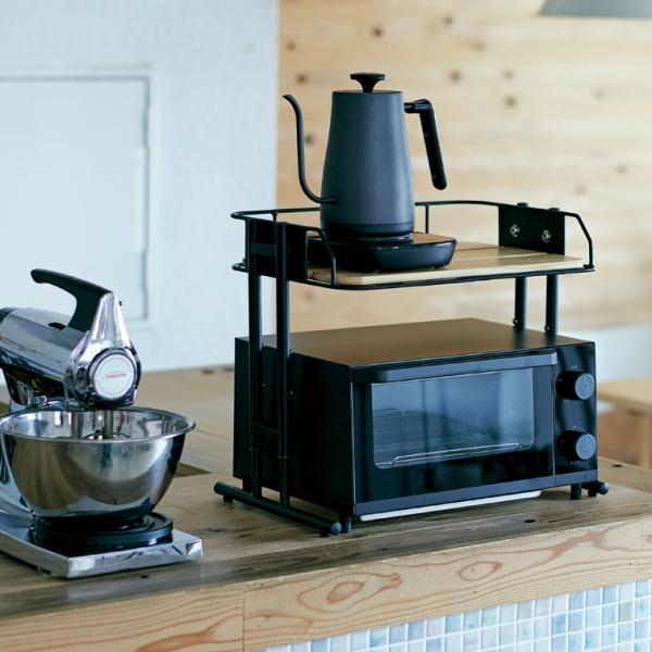 トースターラック キッチンラック レンジラック 幅43x奥行29x高さ32〜42cm キッチン ラッ...