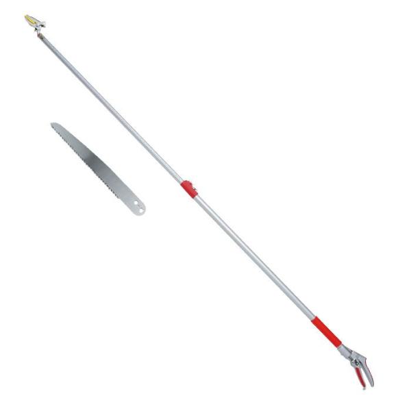 高枝切りバサミ アンビル刃 赤柄 のこぎり付 高枝切り鋏 軽量 伸縮 高枝切鋏 枝きりばさみ 剪定ば...