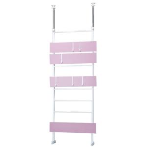 パーテーション 突っ張り 衝立 突っ張りラック 突っ張りパーテーション 幅80x奥行16x高さ201-259cm 間仕切り 間仕切りパーテーション ついたて スチール ピンク