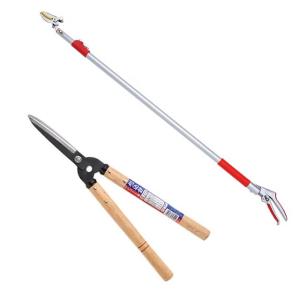 高枝切りバサミ園芸2点セット3段伸縮式高枝切鋏＆長刃刈込鋏 高枝切り