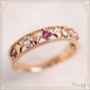 ピンクトルマリン ダイヤモンド ハート リング 指輪 K10ピンクゴールド